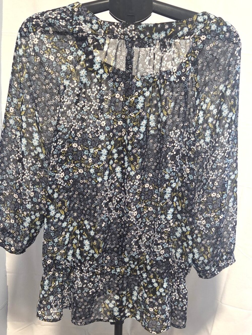 Apt 9 Beautiful Blue Multicolor Floral Lightweight 3/4" Sleeve Tunic - Excellent